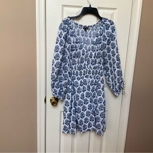 J. CREW Dress Size Small. 
Blue and White Patterned Dress